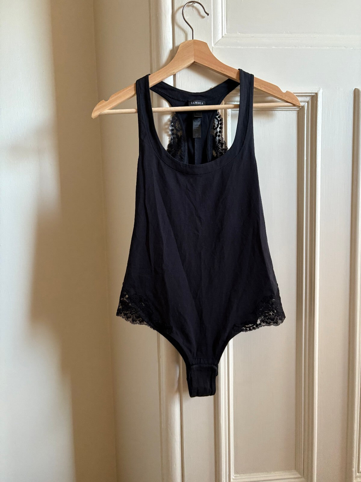 La Perla Black Lace Racerback Bodysuit |Dark Romantic Lingerie Top. Size UK 14