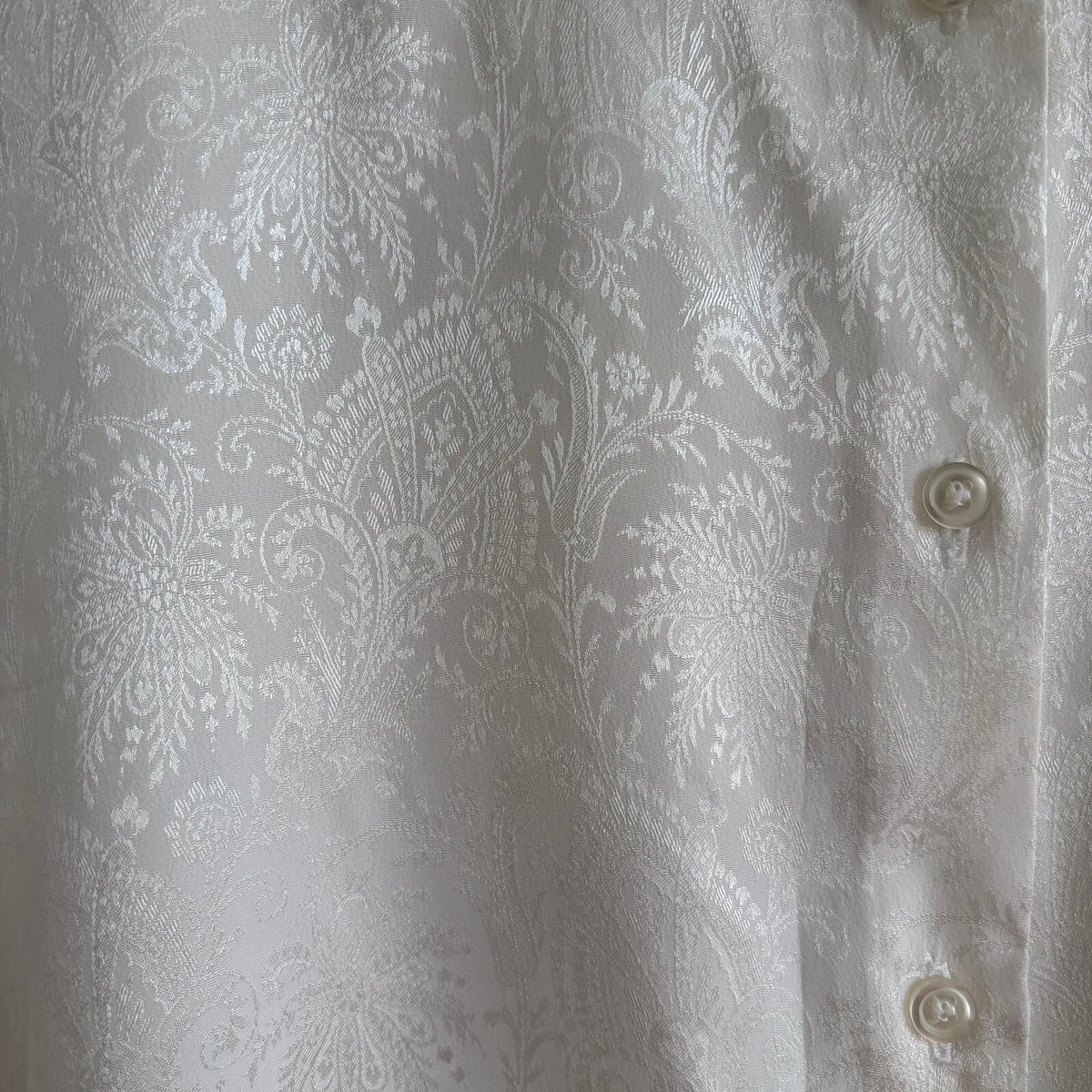 Vintage Jaeger | White Jacquard Puff Sleeve Blouse | Romantic 80s | UK 10