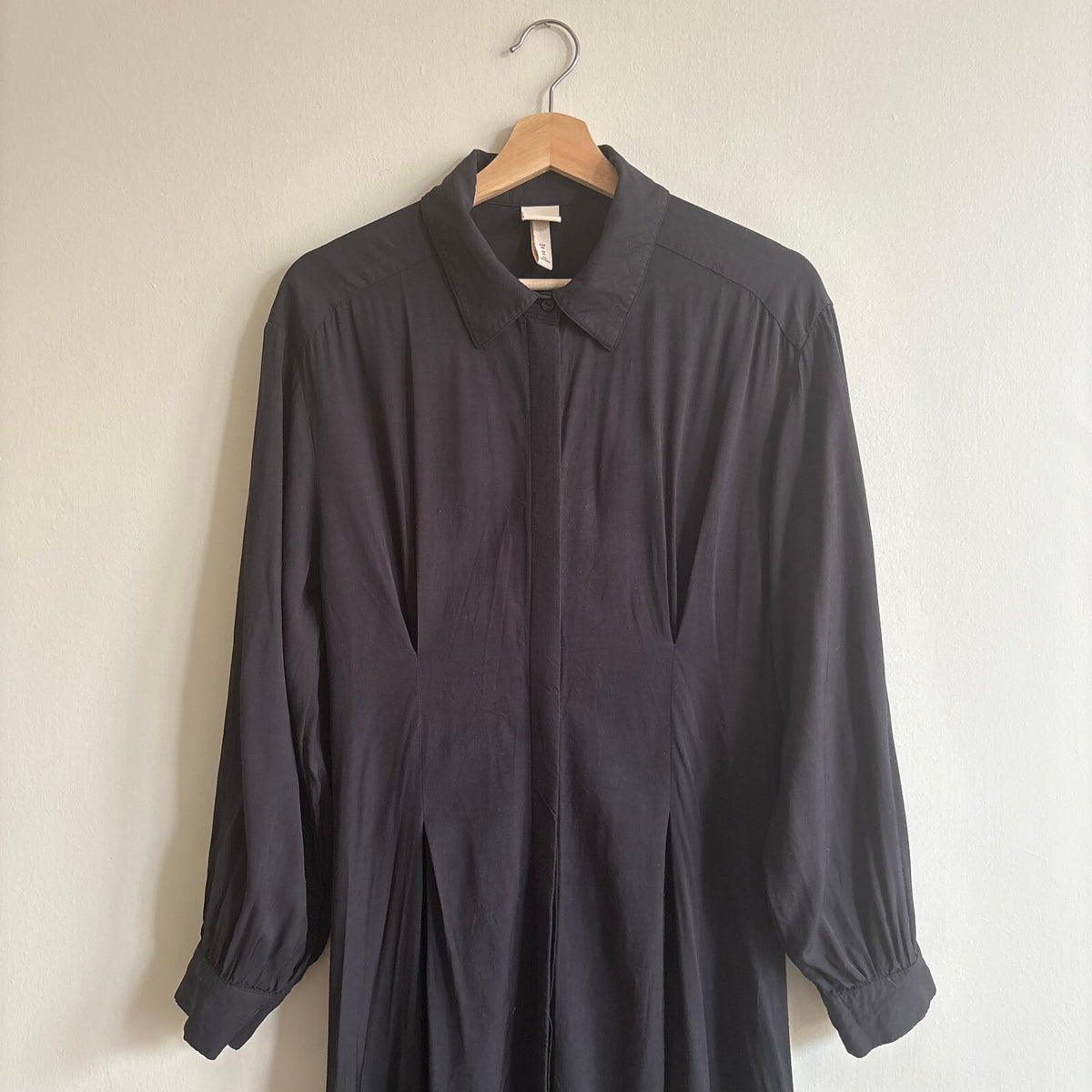 H&M | Maxi Shirt Dress in Black | Dark Academia, dark romance, gothic | UK 10