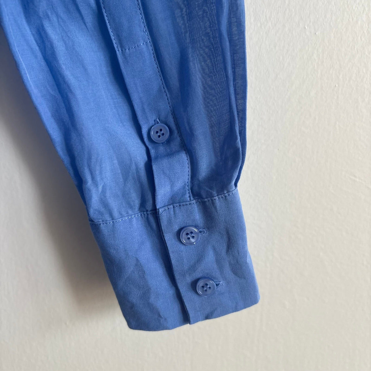 Reiss | Blue Cotton Silk Ruffle Blouse | Romantic Office Siren | Size 10