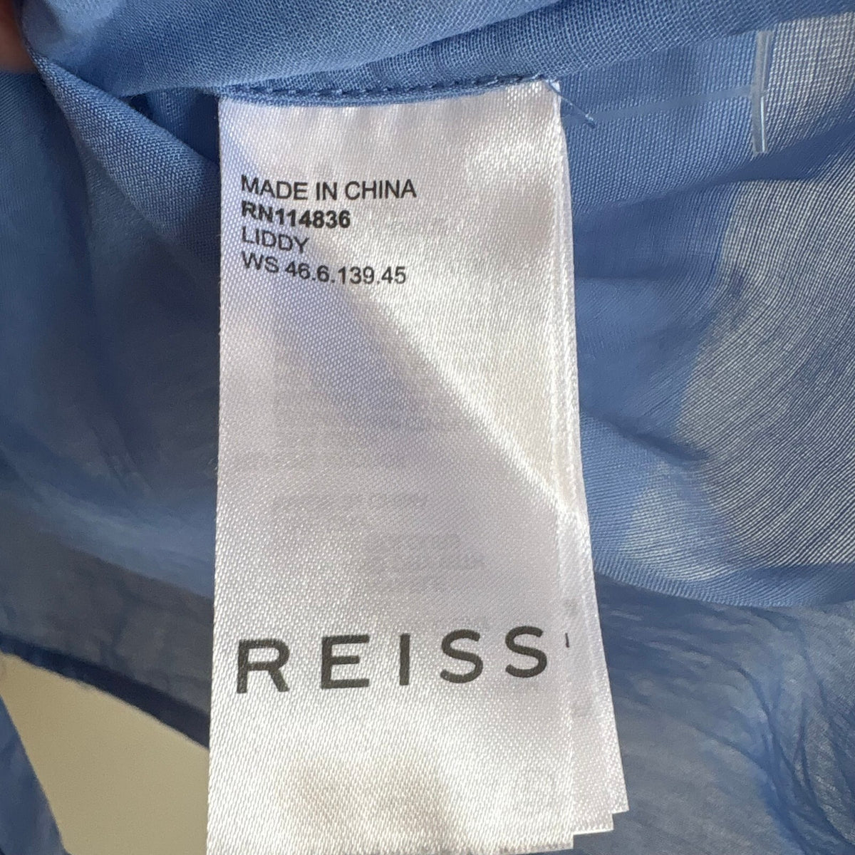 Reiss | Blue Cotton Silk Ruffle Blouse | Romantic Office Siren | Size 10