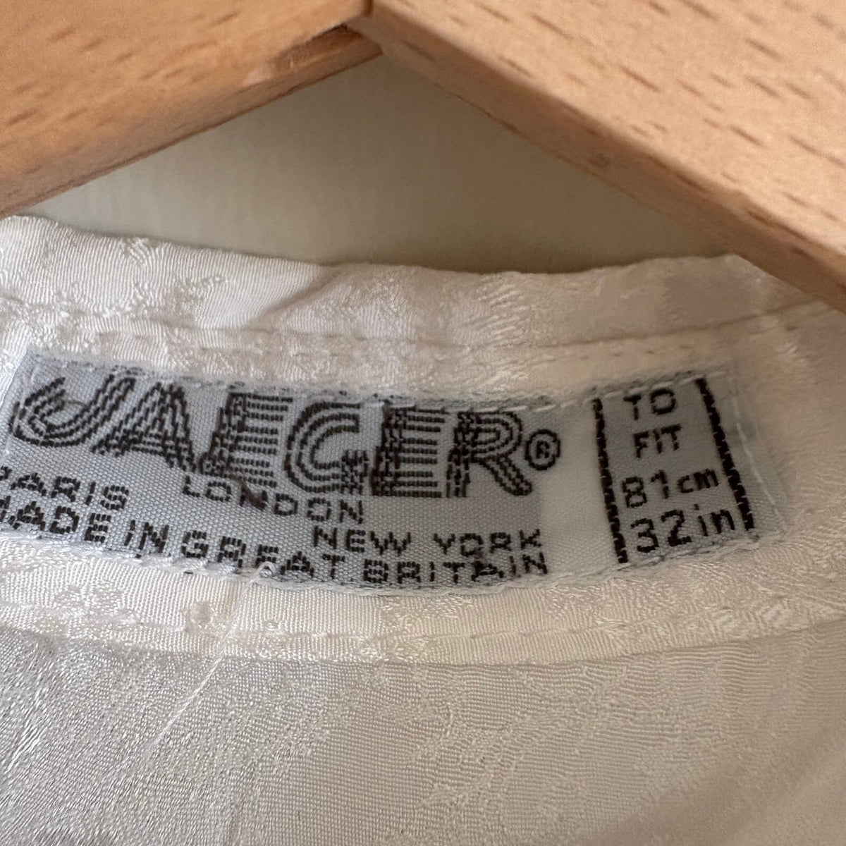 Vintage Jaeger | White Jacquard Puff Sleeve Blouse | Romantic 80s | UK 10