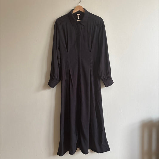 H&M | Maxi Shirt Dress in Black | Dark Academia, dark romance, gothic | UK 10